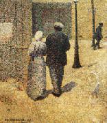 Charles Angrand Couple in the Street oil painting on canvas